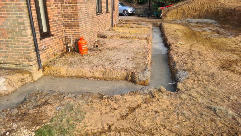 Footings outside a house