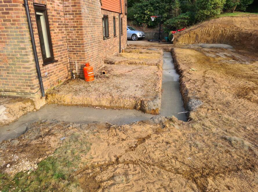 Footings outside a house