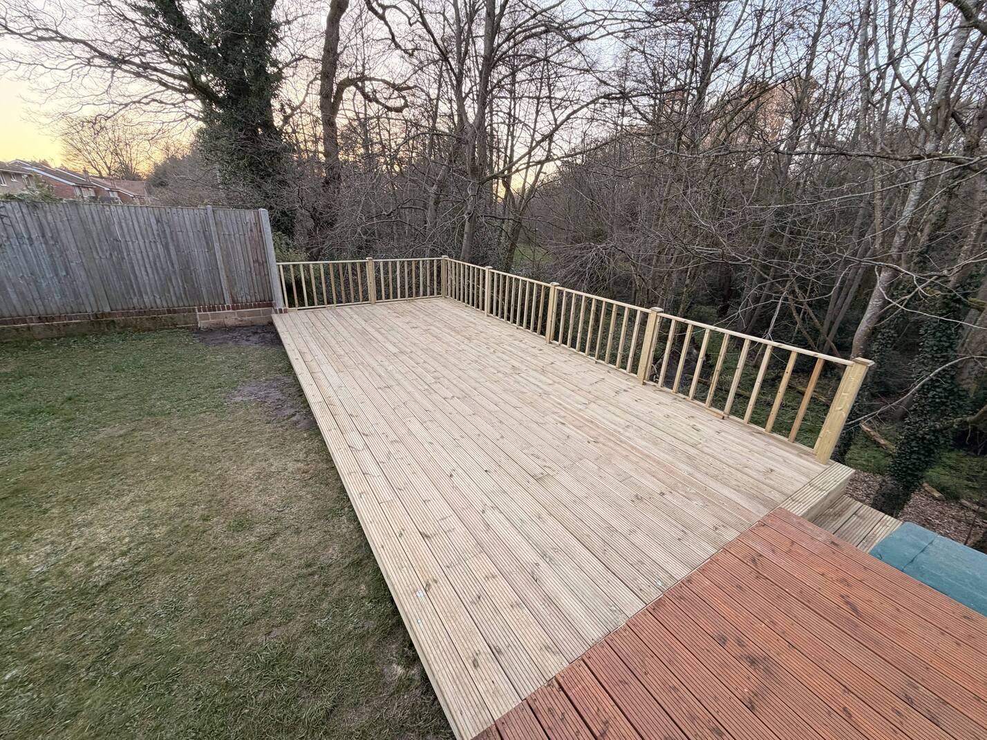 Floating Softwood Decking & Retaining Wall 1 Floating Softwood Decking & Retaining Wall